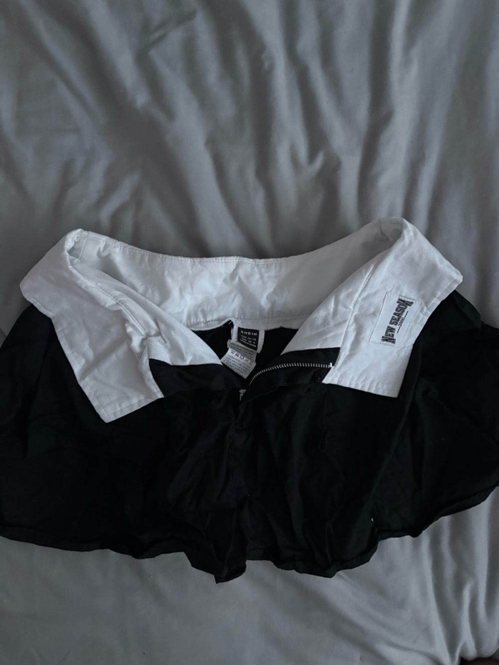 Black and White Collared Skirt with Zip